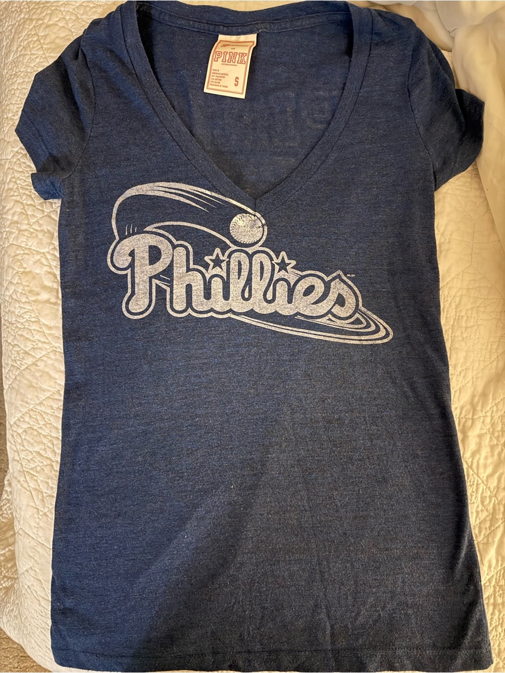 PINK Victoria's Secret blue  Phillies V-Neck Tee